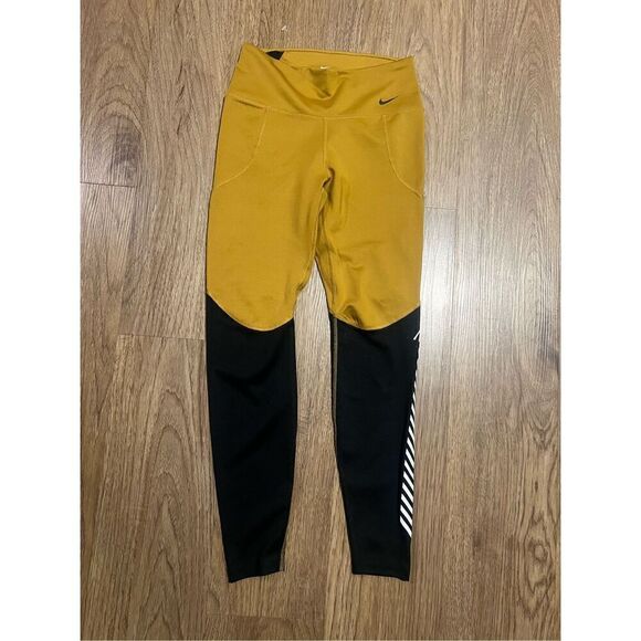 Nike One Women's 7/8 Training Legging Wheat/Black size S - Picture 4 of 7